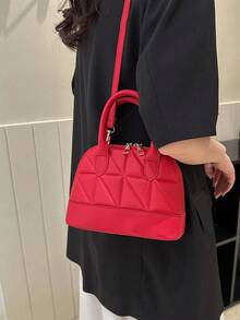 Women's Handbag, Shell Quilted Shoulder Bag - Red - View 4