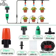 Sistema de riego y pulverización para plantas de jardinería, conjunto de equipos de riego automático, incluye dispositivo de riego por goteo con boquilla ajustable, kit de riego por goteo de 1/4 de pulgada, adecuado para jardines, invernaderos y céspedes. - Kit de riego - Ver 16