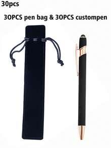 50/30/10/5/3/1pc Set Customized Luxury Soft Touch Round Ballpoint Pen With Black Pencil Case - Personalized Writing Tool, Suitable For Name And Company Website, Perfect Gift For Men, Anniversary, Birthday, Graduation Season Gift, Multi-Functional, Decorative, Reusable, Modern, Colorful, Cute, Vintage, Cartoon, Kawaii, Customized, Personalized, Unique, Customized, Workers, Customers, Students, For Business/Work/Office, For School - Sets - View 22