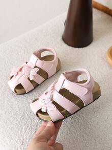1 đôi dép xăng đan cho bé gái, giày hè mới cho trẻ em, giày công chúa cho bé gái, giày mềm mũi khoét rỗng cho bé. - Hồng - Xem 3