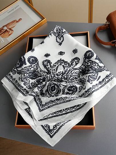 1 chiếc khăn lụa in hoa, kích thước 70*70cm/27.56inch, khăn vuông sang trọng, khăn choàng thời trang, khăn polyester thường ngày, phù hợp cho mọi mùa.