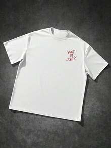 T-shirt à manches courtes et col rond avec imprimé minimaliste pour homme Manfinity - Blanco - Voir 4