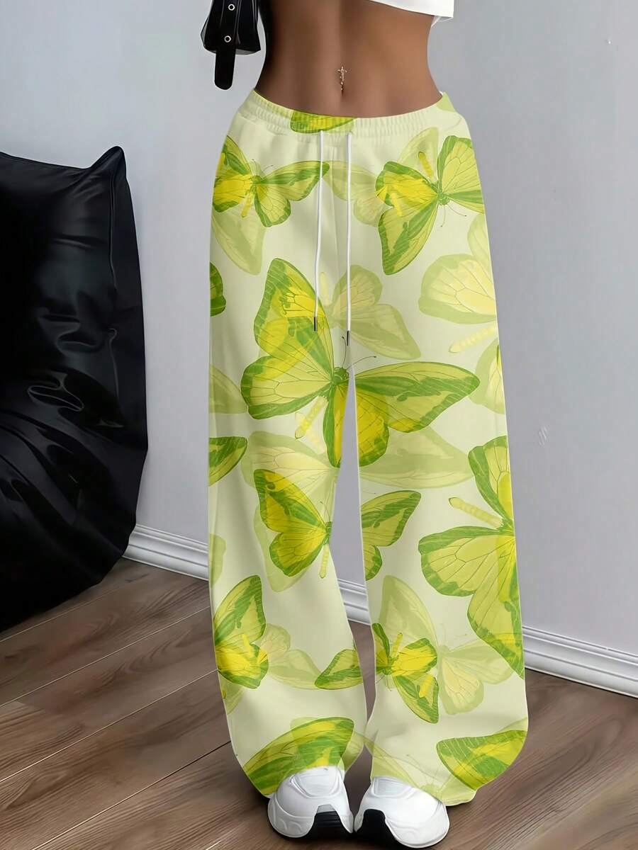 Women' Plus Size Wide Leg Pants - Wide Stance Loose Fit Trousers Suitable For Seasons, Casual Lounge Wear With Drawstring Waist, Machine Washable Comfortable Pants - Nhiều màu - Xem 1