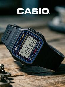 Casio F-91W-1 Classic Black Digital Watch Unisex Retro Square LCD Alarm Chronograph Water Resistant Resin Band | Iconic Vintage 90s Streetwear Watch Daily Wear School Campus Skate Park Gift for Teen Boy Girl Best Friend - 黑色 - 查看 4