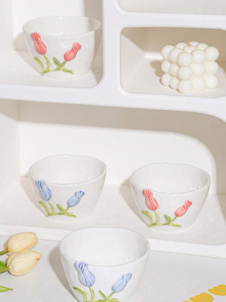 WGROOM 1pc Ceramic Bowl, Decorative Fruit Bowl, Household Kitchen Dining Room Living Room Fruit Bowl, Snack Candy Dessert Salad Bowl, Suitable For Wedding, Party, Gift, Birthday - Multicolor - View 1