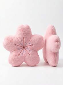 INS Style Cute Sakura Plush Throw Pillow, Double-Sided Embroidered Faux Fur Soft Cushion, Sweet Girl Aesthetic Sofa Lumbar Pillow, Decorative Seat Cushion Suitable For Bedroom Window, Tatami Bed, Office Chair, Indoor Home Relaxation And Nap - Pink - View 5