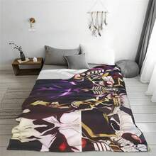 Anime Overlord Ainz Ooal Gown Blanket Unisex Blankets Soft Plush Fleece Throw Blankets For Couch Sofa Bedding Living Room - màu đen - Xem 3
