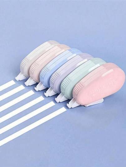 1pc/3pcs/6pcs Cute Colorful Correction Tape, (6pcs/Set) Random Color Style, 6 Different Colors Per Box, PET Transparent Film Tape, Quick-Dry Easy To Use, Teacher, Student Homework Correction Tape, Smooth Application, No Jamming, Office Correction Tape, Office Supplies, Gift For Family, Friends, Colleagues, Stationery, School Supplies