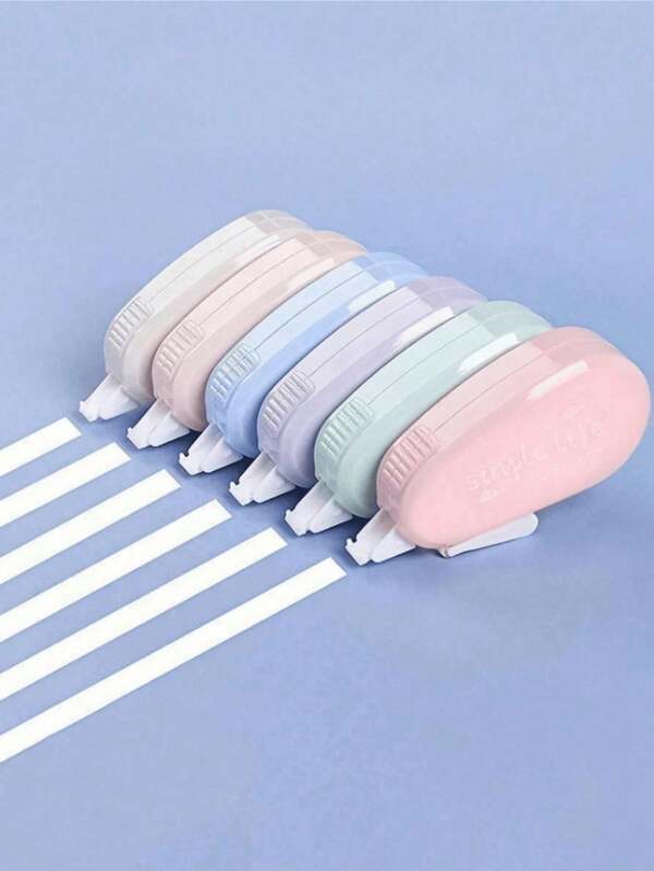 1pc/3pcs/6pcs Cute Colorful Correction Tape, (6pcs/Set) Random Color Style, 6 Different Colors Per Box, PET Transparent Film Tape, Quick-Dry Easy To Use, Teacher, Student Homework Correction Tape, Smooth Application, No Jamming, Office Correction Tape, Office Supplies, Gift For Family, Friends, Colleagues, Stationery, School Supplies