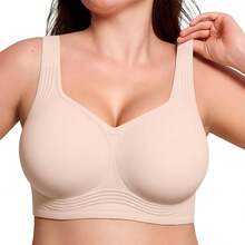 Sujetadores de gelatina para mujeres sin aros, inalámbricos, con soporte, elevación, cobertura completa, tallas grandes, cómodos y sin costuras - Piel de crema - Ver 1