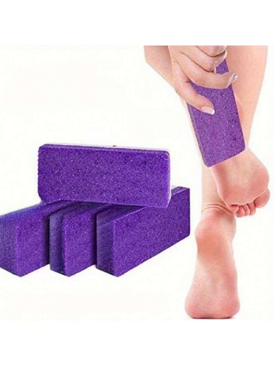 4 piezas de herramientas de cuidado de pies de doble cara, limpiador exfoliante de pies reutilizable, sin alcohol, mezcla de morado y amarillo, textura áspera y suave, para uso doméstico, sin necesidad de energía - Multicolor - Ver 1
