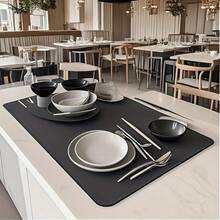 1pc Kitchen * Restaurant * Water Absorbent Anti Slip Mat, Kitchen Sink And Dish Drain Mat, Soft Diatomaceous Earth Plate Drying Mat, Kitchen Counter Anti Slip Drainage Mat, High-Quality Coffee Machine Mat, Easy To Clean, Food Contact Safety, Durable - Grey - View 12