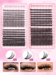 Rikuaild 640片装假睫毛套装，包含30D+40D+50D三种尺寸，D卷度，自然柔软蓬松，9mm-16mm混合长度，适合派对使用。 - D - 查看 12