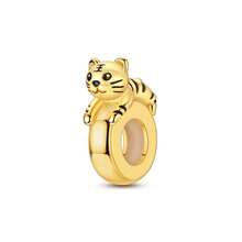 1Pc Gold Color Spacer Bead Sparkling Star Lion Tiger Leopard Cross Silicone Charm Fit Bracelet Bangle Diy Jewelry Making Beads Basic Accessories - Gold - View 11