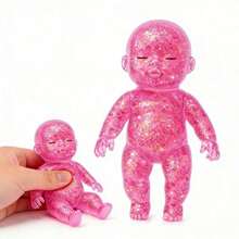 GlitterDoll Squishies Stress Toy – 4" Soft Squeezable Fidget Toy, Cute Sparkly Sensory Decompression Doll For Adults, Portable Desk Decor & Anxiety Relief Gift - Blue - View 2