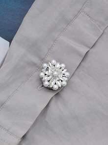 1/2/4pcs 22mm Elegant Rhinestone & Faux Pearl Button Covers For Women, Crystal Button Covers, Detachable Clip On Button Covers, Crystal Fancy Buttons For Clothing, Button Snaps With Pliers Press For Dress Suit Tux Shirt Accessories, Lead Color - Multicolor - View 18