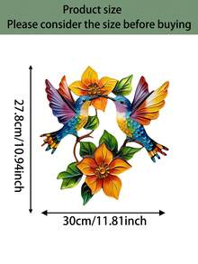 1件 2D平面波西米亞風金屬蜂鳥與花卉牆飾，適用於室內外居家裝飾，客廳、露台、庭院、戶外圍欄與花園，喬遷/節日禮物，送給朋友與家人的理想禮物 - 彩蜂鳥 - 查看 14