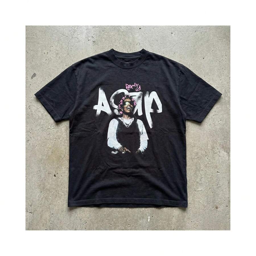 Fashion,All MatchFashion,All MatchASAP Rocky T-Shirt, Asap Graphic Tee, Rocky Merch, Rap Shirt, Vintage, Unisex Gift, Concert T-Shirt_1,Sommer,Tops,Top,T Shirt,Cardigan,,Sommer Top,Standard Fit, All Season Wear,Sommer,Tops,Top,T Shirt,Cardigan,,Sommer Top,Standard Fit, All Season Wear - 黑色6 - 查看 1