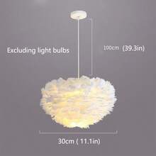 Lámpara colgante de plumas, estilo nórdico, minimalista, moderna, acogedora, romántica, creativa, lámpara personalizada para sala de estar, sin bombilla - Blanco - Ver 11