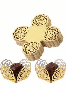 20pcs/10pcs Lace Paper Chocolate Candy Boxes, Elegant Dessert Cups, Suitable For Wedding Party Favors, Party Decorations And Home Decor - View 2