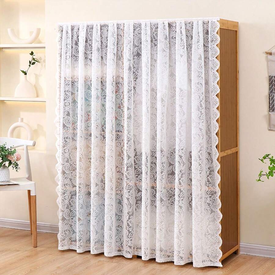 MEISIMENGSHA 1 tấm rèm ren hoa, có móc dán tự dính dùng để che tủ.