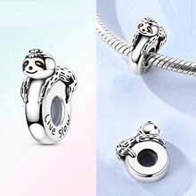 Colorful Teardrop Geometric Spacer Stopper Sloth And Cat Clip Charms Beads For Original Bracelets – DIY Jewelry For Women: Simple And Elegant Charms Gift - Gold Or Silver - View 5