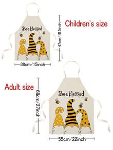 1 pièce Tablier à motif d'abeille de bande dessinée imprimé sur un seul côté, tablier de cuisine unisexe à attacher au cou, tablier de protection pour la cuisine et la cuisine, décoration de maison - Multicolore - Voir 2