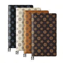 A6 Size Zipper Pouch Loose-Leaf Notebook Style Cash Storage Wallet, Fashion Printed Folding Card Holder Multi-Card Slot ID Card Case Large Capacity Card Wallet Coin Purse Document Organizer Folder File Folder - Multicolor - View 8