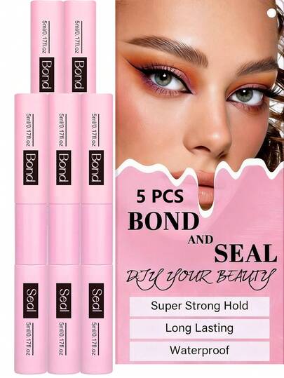5/3/2/1 Pc Eyelash Glue Bond And Seal Lash Glue Strong Hold Lash Cluster Glue 2 In 1 Lash Bond And Seal Waterproof Long Lasting Cluster Lash Glue(Bond 5ml/ 0.17 Fl.Oz And Seal 5ml/0.17 Fl.Oz)