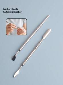1 Stück Nagelrückenschieber mit Silber-Spiegelfinish, dual-kopfig, geeignet für Nageltechniker und Salons - Verschiedenfarbig - Übersicht 1
