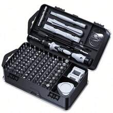 115-In-1 Magnetic Repair Tool Kit, Precision Screwdriver Set, Anti-Slip Portable Tool Set, Ergonomic Handle, For Phones, Laptops, Watches, Electronics, Chrome Vanadium Steel, Silver Gray, Shockproof - 查看 1
