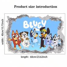 Bluey 3D 破墙 Bluey 一家墙贴，可移除乙烯基 Bluey 和 Bingo 一家墙贴，创意洞景墙贴，卧室装饰，即撕即贴卡通家居装饰，适用于房间、浴室墙砖 - 多色多款 - 查看 19