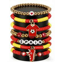 New 2026 USA-Canada-Mexico World Cup Soccer Bracelet Set, Stackable Polymer Clay Country Bracelets,  Fan Gift For Argentina Brazil Germany - 3 - 查看 13