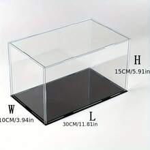 1 pieza Caja de exhibición de acrílico transparente, disponible en múltiples tamaños, caja de exhibición a prueba de polvo de plástico con base negra, adecuada para modelos de autos, figuras de acción, coleccionables, estatuas y exhibición - Caja expositora negra - Ver 54