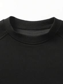 1pc Men's Black Short Sleeve Crew Neck T-Shirt, Contrast Stitching Deconstruction Patchwork, Heavy-Weight Knit Fabric, Machine Washable, Minimalist Retro Fashion Style, Suitable For Casual Daily Wear - Black - View 4