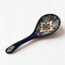 1/2pcs Bohemian Style Large Long Handle Ceramic Soup Spoon, Rice Spoon, Noodle Spoon, Dessert Spoon, Underglaze Color, Large Capacity, Easy To Clean, Durable, Suitable For Home Daily Use, Restaurant - View 11