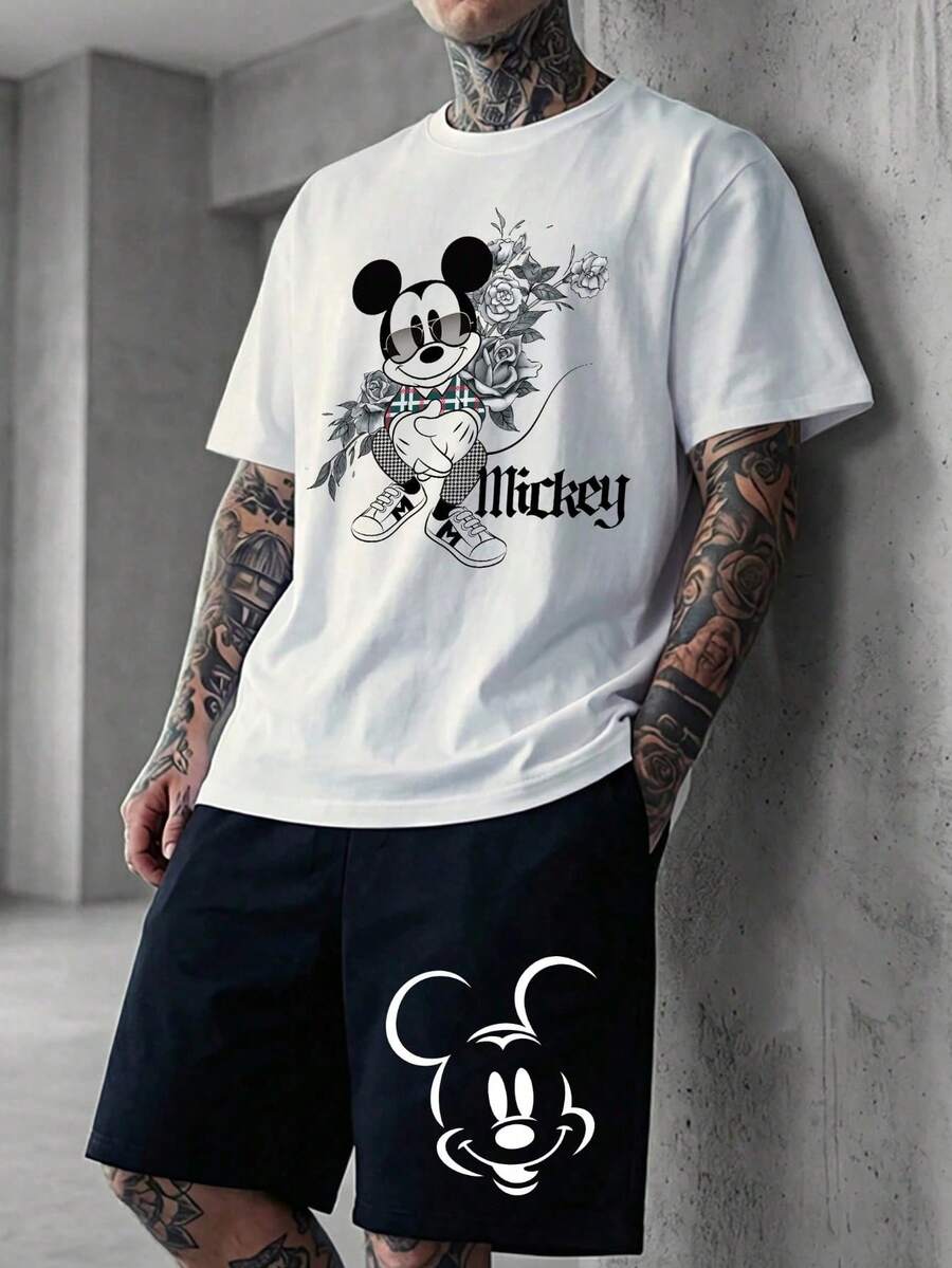 Disney "Floral Tattoo Style Mickey With Sunglasses" 2-Piece Outfit - 白色 - 查看 1