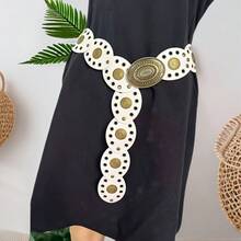 Western Retro Belt Decorative Disc Accessories Waist Seal American Y2k Rivet Babe Dress New - 棕色 - 查看 3