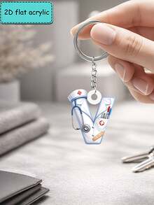 Móc khóa chữ cái đồng phục y tá 2D bằng acrylic phẳng, móc khóa sáng tạo, chủ đề y tá, phụ kiện thời trang, phù hợp cho nhiều dịp, món quà hoàn hảo cho bạn bè. - Y tá A - Xem 33