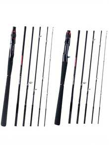 1 chiếc cần câu cá cỡ trung bình, di động, 6 khúc, làm bằng sợi carbon, có thể xoay được. - Nhiều màu - Xem 1