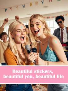 960/480/240/40pcs Cute Star-Shaped Mask Stickers - Decorative Stickers, Cosmetic And Decorative Accessories, Suitable For Party, Party Face Decoration Stickers, Holiday Party Decoration Stickers, For Decorative Use Only. - Pink - View 4