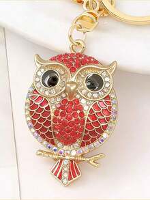 Cross-Border Creative Bag/Car Neutral Pendant, Rhinestone Cartoon Blue/Pink/Champagne Owl Metal Keychain, Small Gift For Boyfriend/Girlfriend/Best Friend/Coworker/Birthday/Parent, European & American Style Hanging Ornament - 多色 2 - 查看 3
