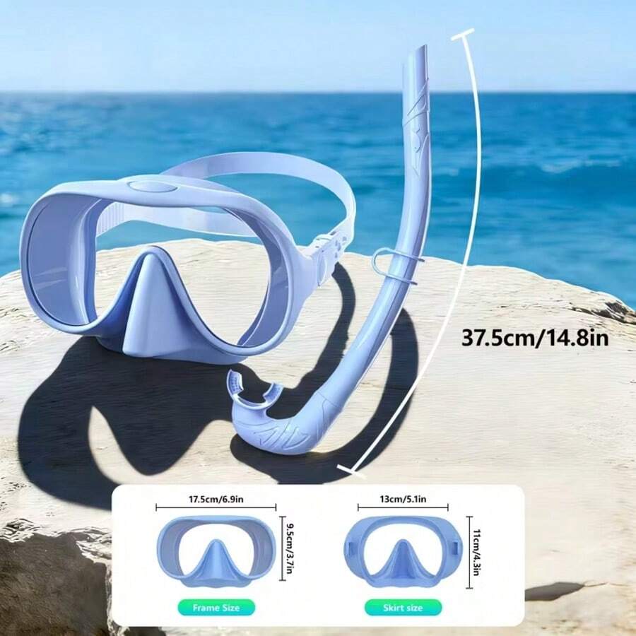 Adult Snorkeling Set, Includes 180° Tempered Glass Anti-Fog Mask, Wet Snorkel, Unisex - Multicolor - View 1