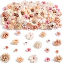 Assorted Artificial Flowers, Fake Flowers For DIY Crafts, Party Decoration, Home Floral Decor, Suitable For Cake Decoration, Wedding Bouquets, Bridal Headpieces, DIY Hair Clips, Wreaths, Parties, Home, Garden, Handmade - Champagne - View 7