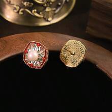 Pendientes colgantes de perla natural hechos a mano, pendientes de nicho elegantes de lujo de estilo chino al por mayor - Pendientes de estilo chino con forma de gota de aceite de perla natural - Ver 2