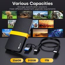 Kodak 1TB 便攜式外接 SSD 256GB 512GB 高速 USB 3.2 Type-C 2-in-1 介面，相容筆記型電腦、手機、電視 - 查看 6