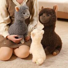 1pc Realistic Plush Alpaca Stuffed Animal Doll, Soft & Comfortable, Cute Animal Shaped Gift, Suitable For Children - Alpaca Curls - View 3