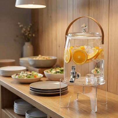 1个家用冷水壶，无支架，水龙头式果汁饮料分配器，柠檬水茶桶，冰水壶，防漏便携水壶