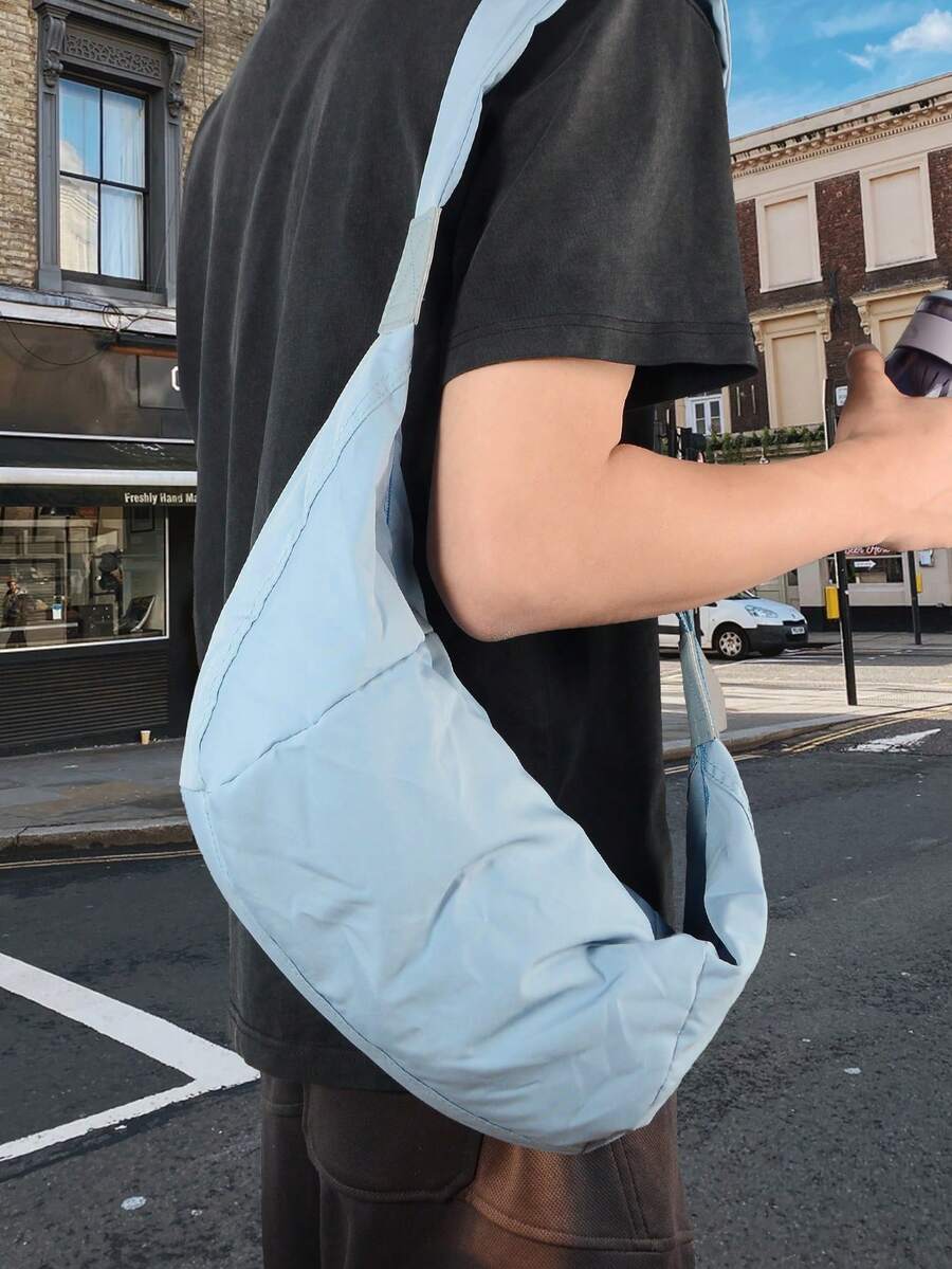 1件休閒尼龍餃子造型斜挎包,輕量大容量百搭單肩包,街頭風城市包,Y2K - 淺藍色 - 查看 1