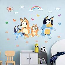 Bluey 3D 破墙 Bluey 一家墙贴，可移除乙烯基 Bluey 和 Bingo 一家墙贴，创意洞景墙贴，卧室装饰，即撕即贴卡通家居装饰，房间和浴室墙贴 - 多色多款 - 查看 10